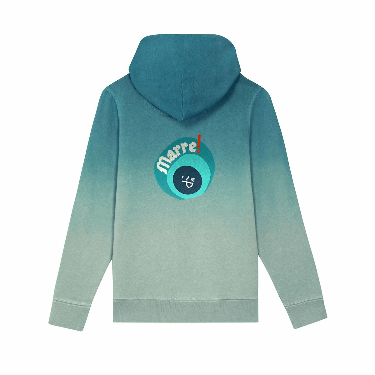  SMILEY CANARD & TURQUOISE (au dos) ? Sweat capuche Dip dye Enfant & Ado 100% coton bio 