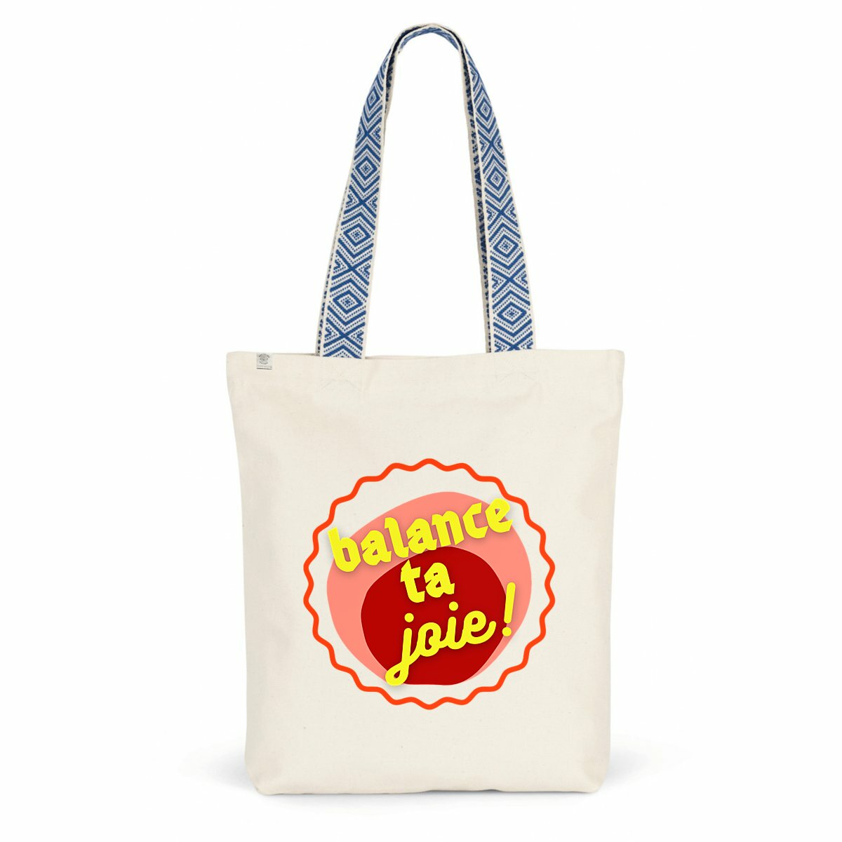 Balance ta joie ! Tote bag écologique anse en tissu 2 coloris - capsule bordeaux rose & écriture jaune 