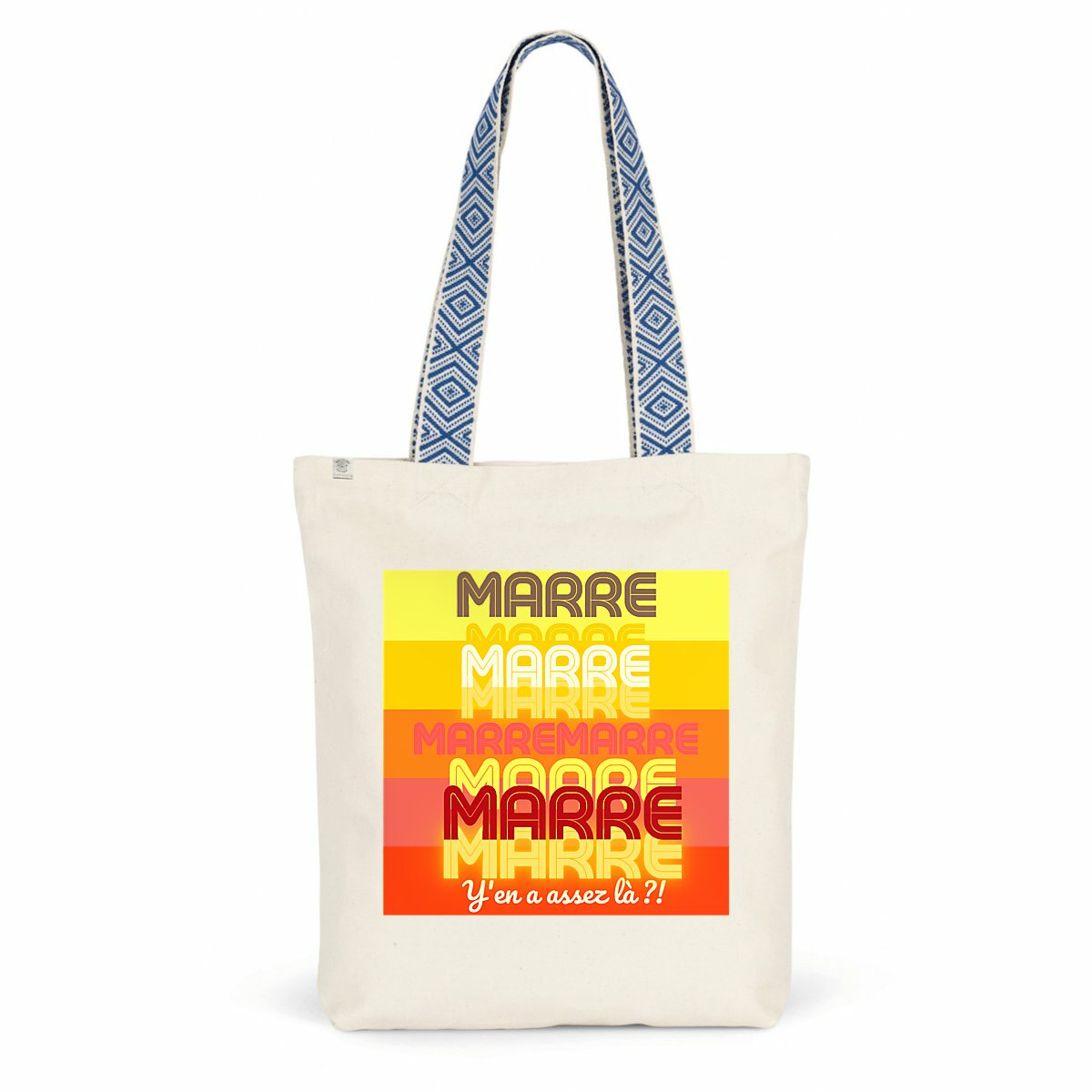 MARRE ? TAMPON SOLEIL ? Totebag ethnique 100% recyclé à anse imprimée 2 coloris