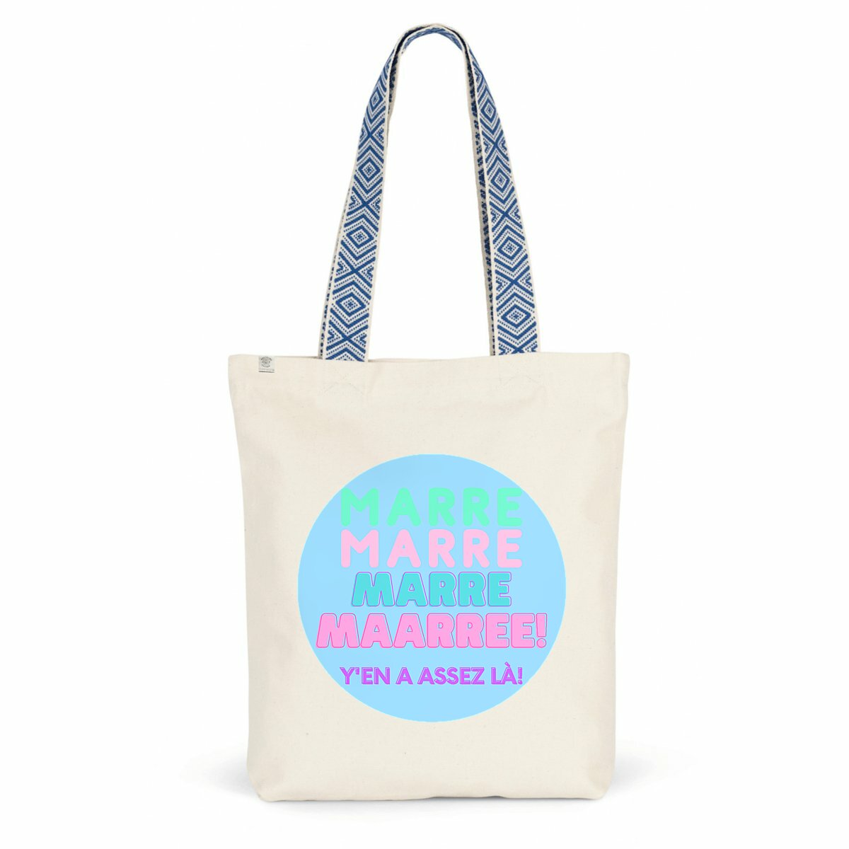 MARRE ? MACARON SWEETY ? Totebag 100% recyclé à anse imprimée 2 coloris