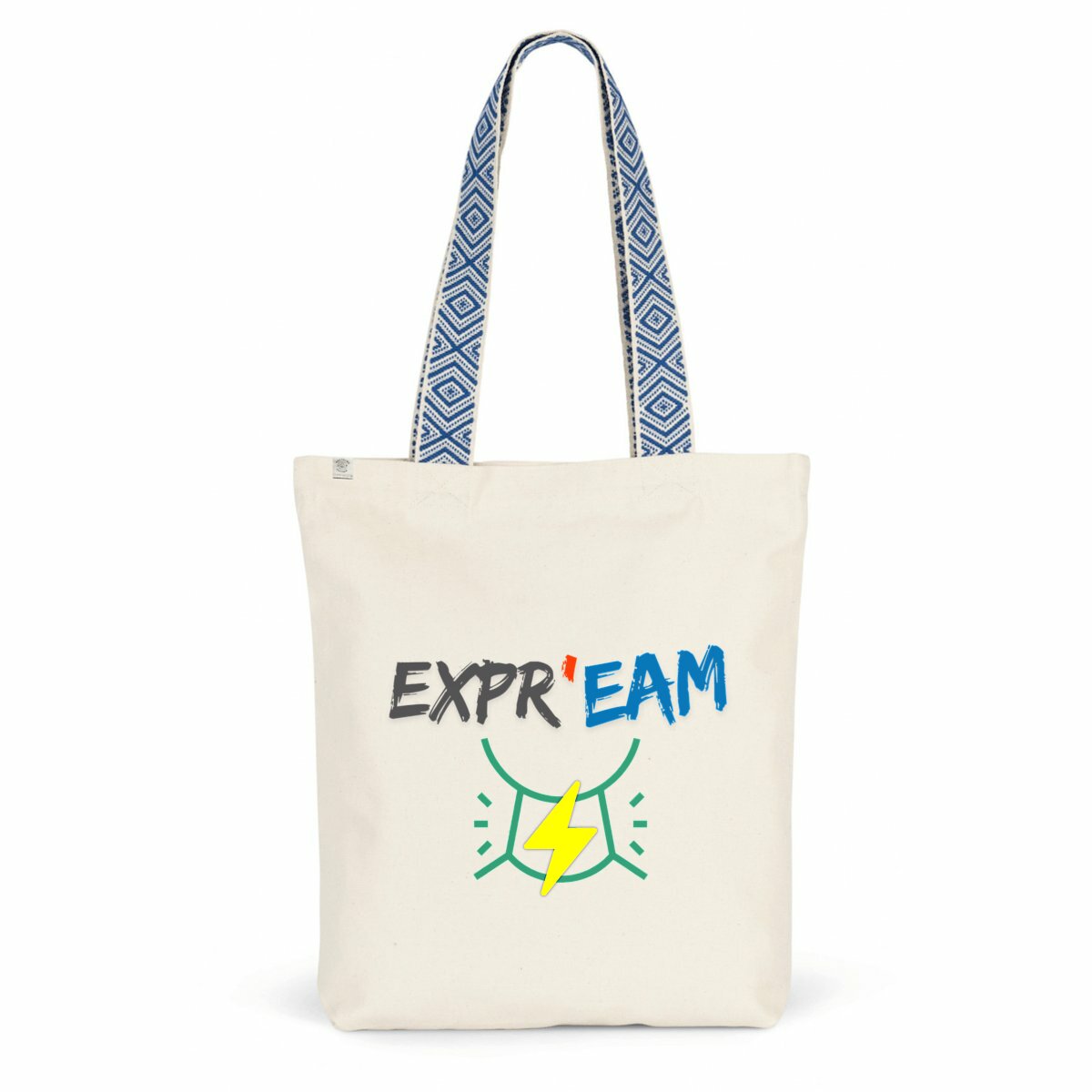 Totebag Expr'eam en tissu recyclé - anse motif ethnique