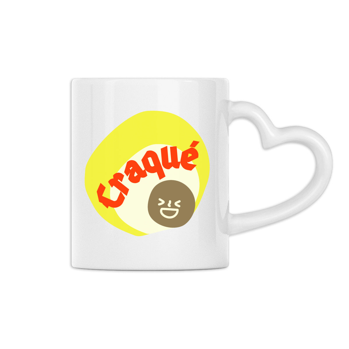 CRAQUE ? ? CAPSULE JAUNE CREME ? Mug céramique à anse coeur 2 couleurs