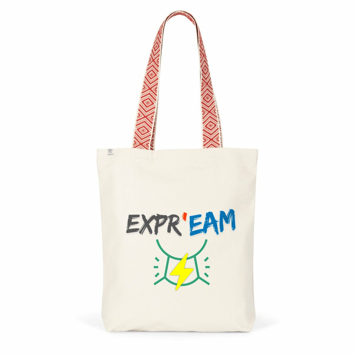 Totebag Expr'eam en tissu recyclé - anse motif ethnique