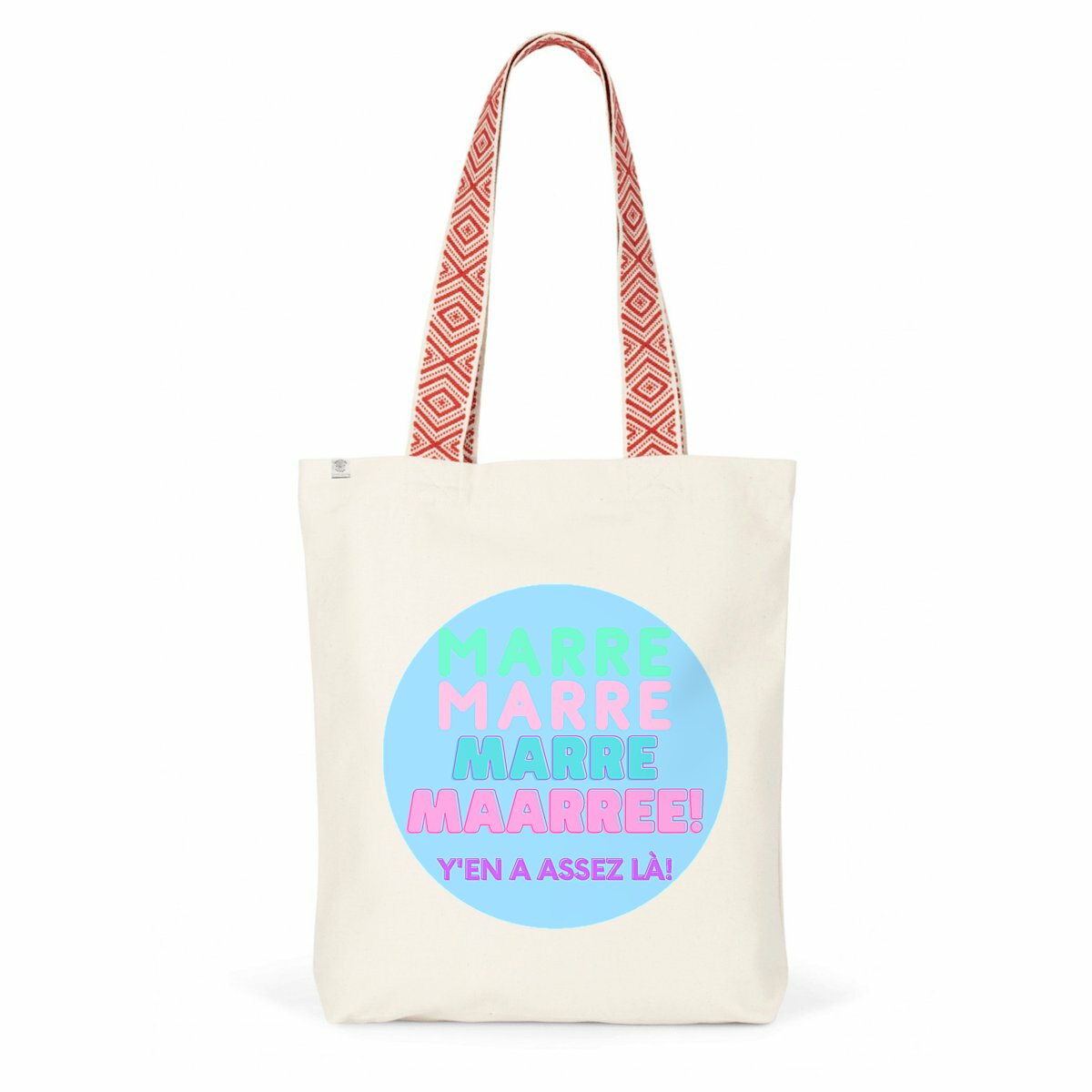 MARRE ? MACARON SWEETY ? Totebag 100% recyclé à anse imprimée 2 coloris