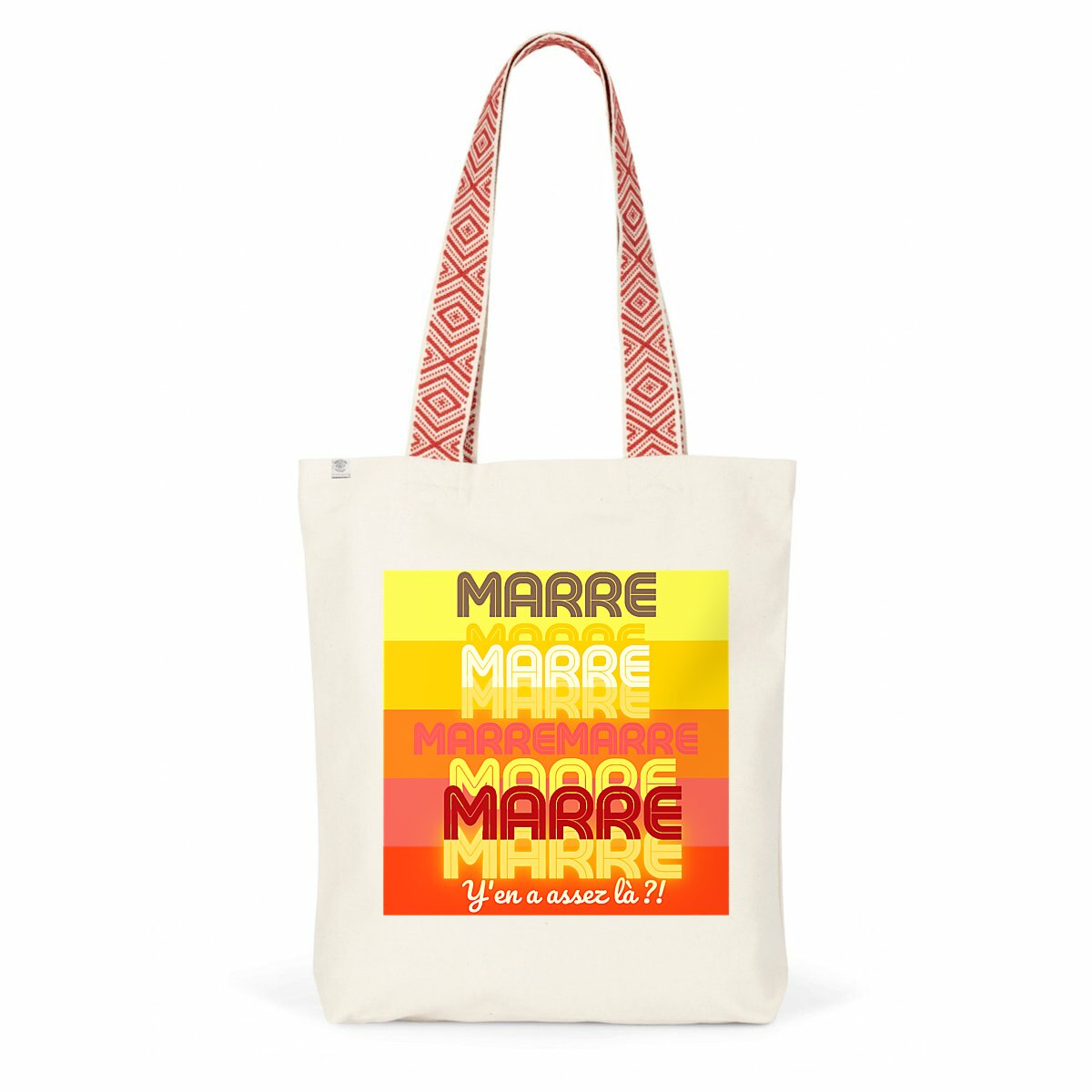 MARRE ? TAMPON SOLEIL ? Totebag ethnique 100% recyclé à anse imprimée 2 coloris