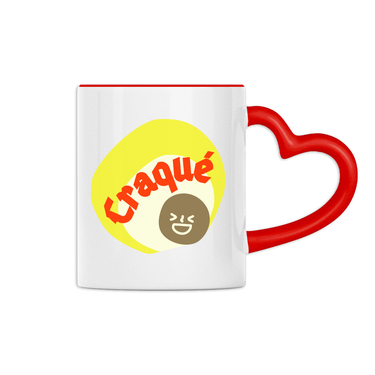 CRAQUE ? ? CAPSULE JAUNE CREME ? Mug céramique à anse coeur 2 couleurs