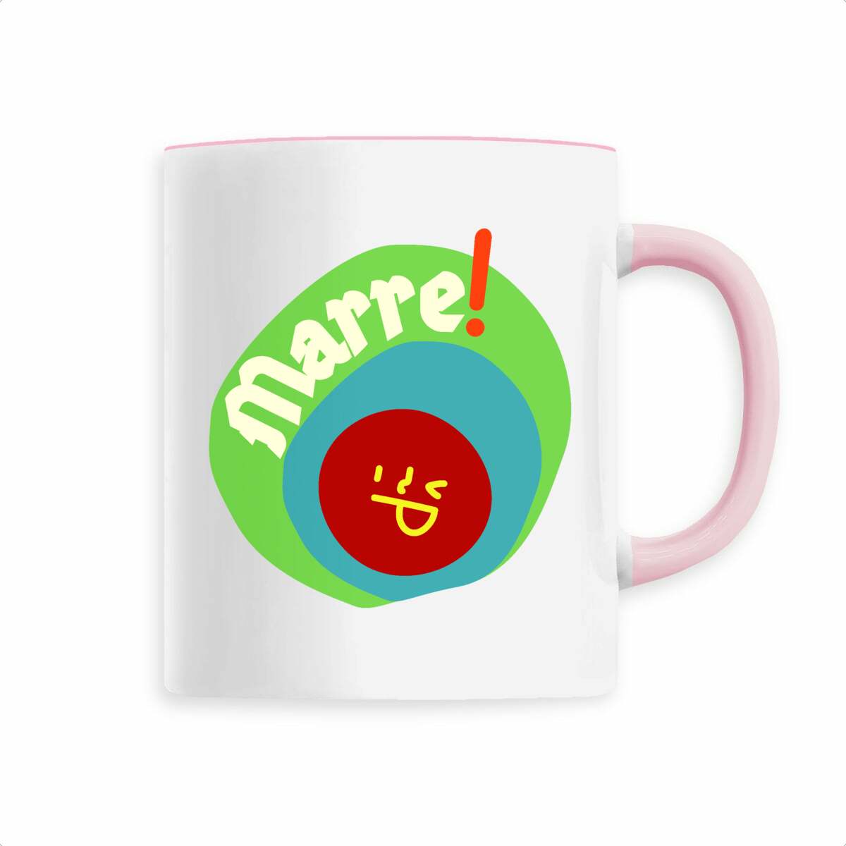 MARRE ! ? SMILEY VERT BLEU ? Mug céramique avec anse 6 coloris