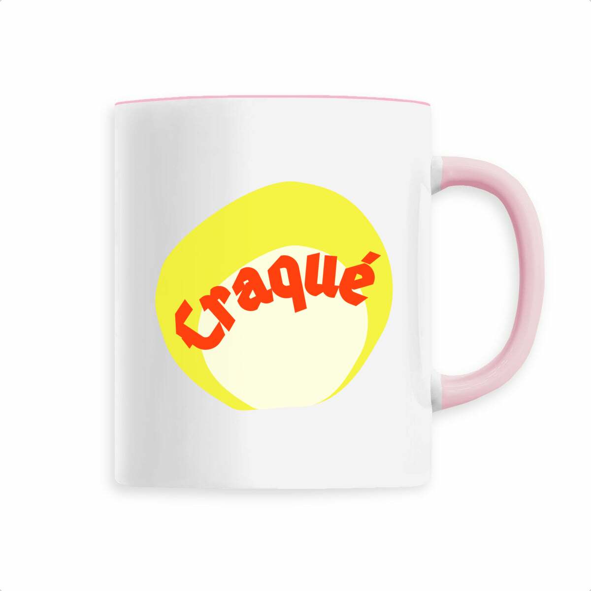 Craqué mug céramique anse colorée 6 coloris tampon rouge blanc jaune