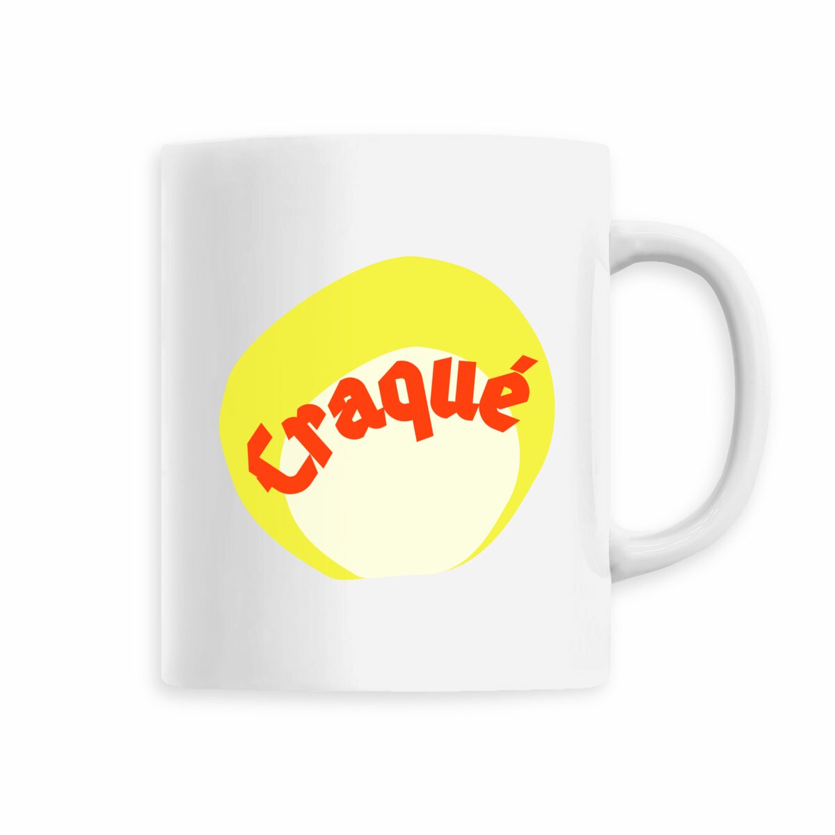 Craqué mug céramique anse colorée 6 coloris tampon rouge blanc jaune