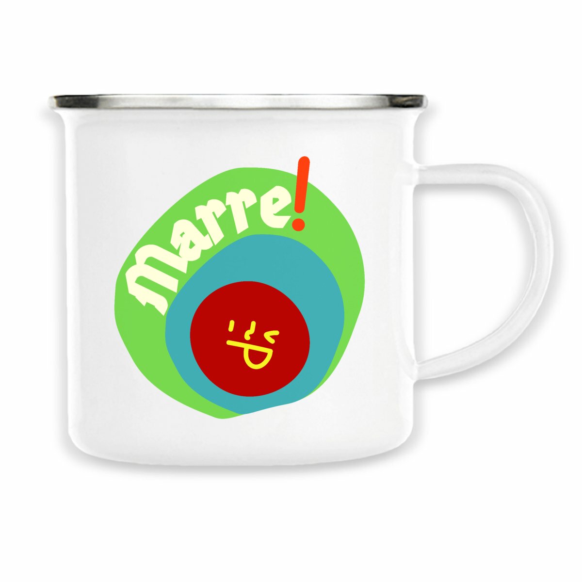 MARRE ! ? SMILEY VERT BLEU ? Mug métal