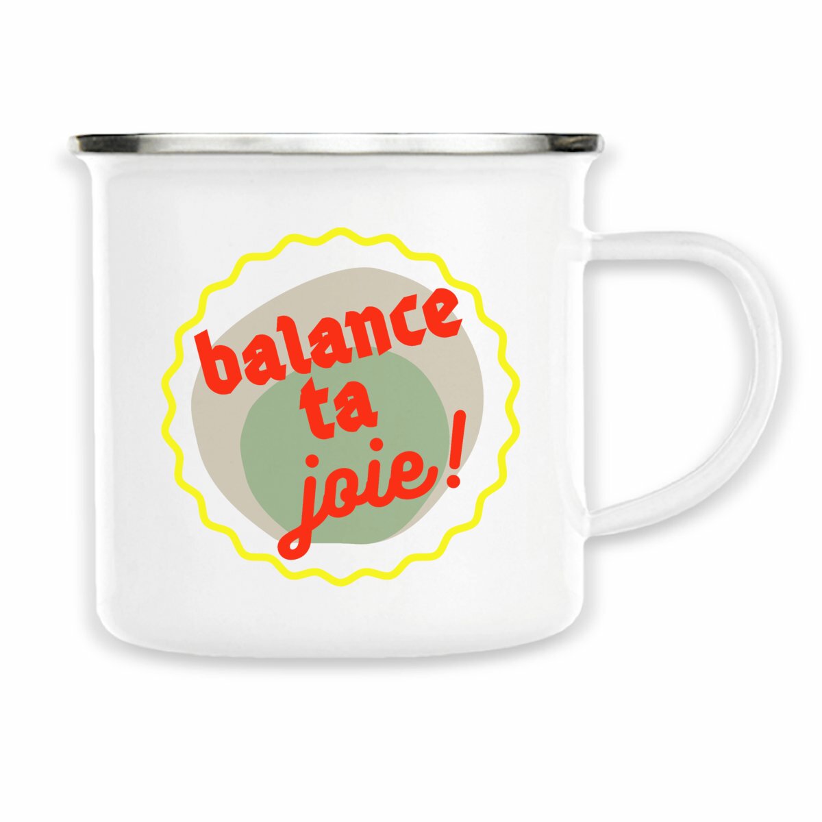 Balance ta joie ! Mug émaillé - capsule vert gris jaune rouge