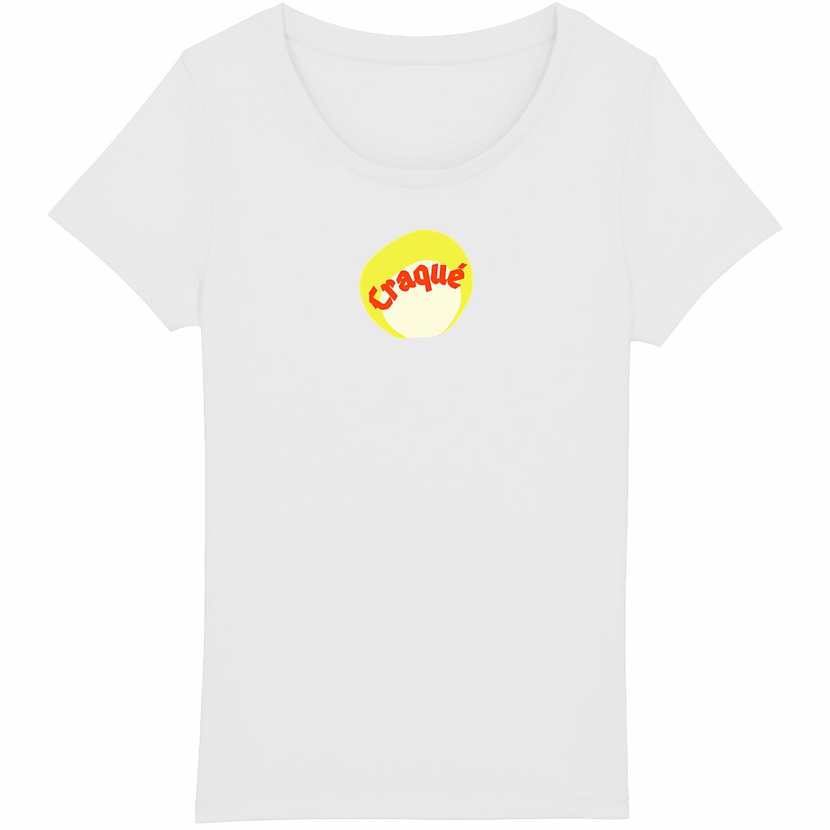 Craqué logo au centre T-shirt écologique 3 coloris - tampon rouge blanc jaune