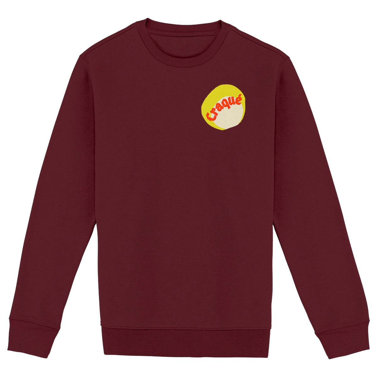 Craqué Sweat écologique 3 coloris - tampon rouge blanc jaune