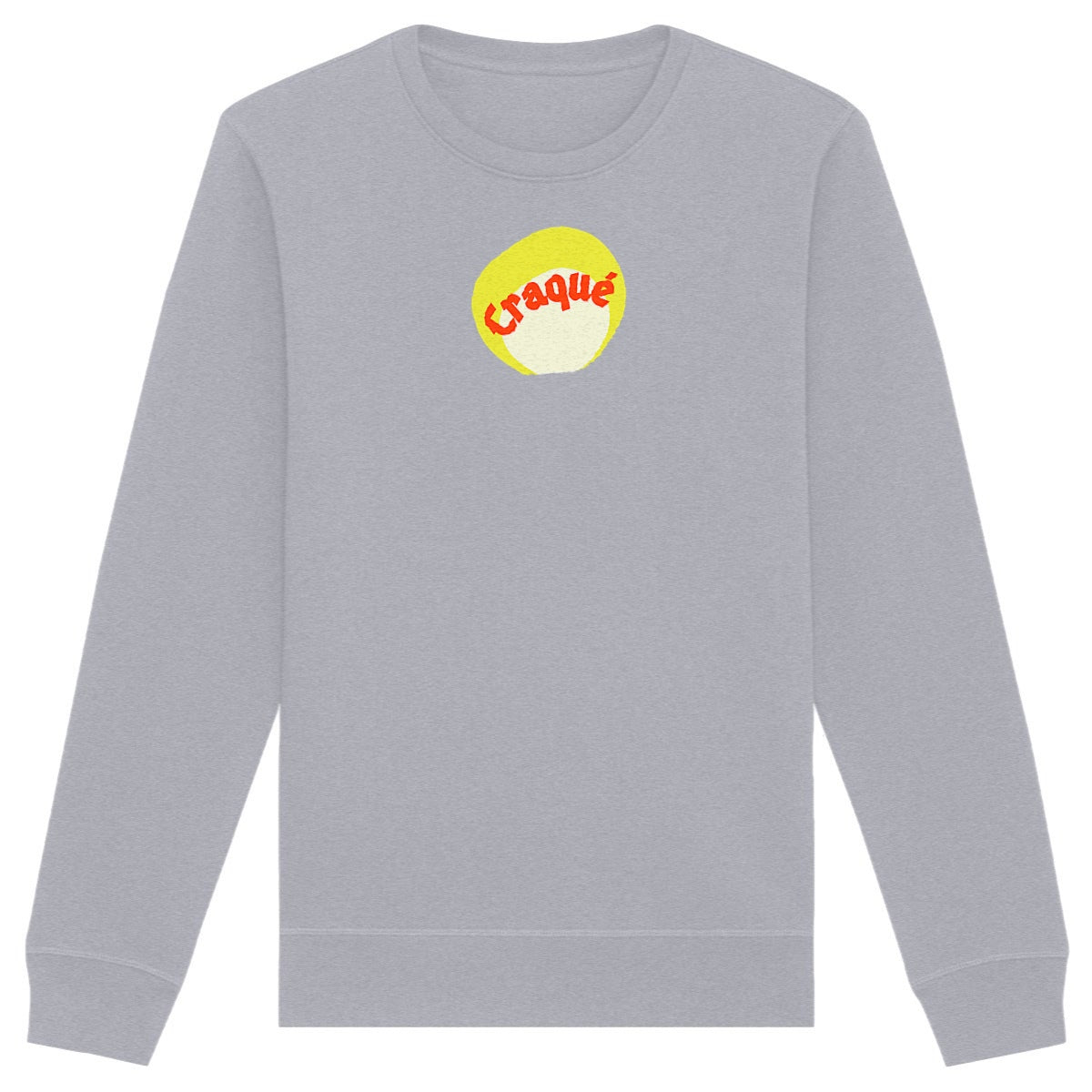 Craqué logo au centre Sweat écologique 5 coloris - tampon rouge blanc jaune