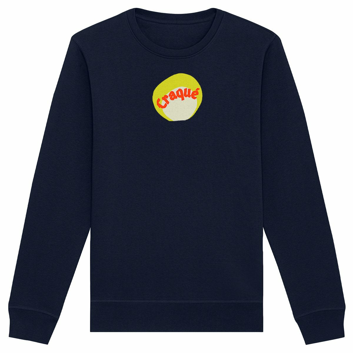 Craqué logo au centre Sweat écologique 5 coloris - tampon rouge blanc jaune