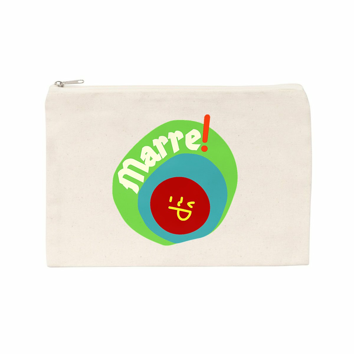 MARRE ! ? SMILEY VERT BLEU ? Pochette 100% coton recyclé