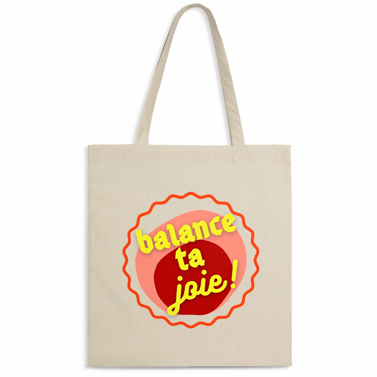 Balance ta joie ! Tote bag écologique - capsule bordeaux rose & écriture jaune 