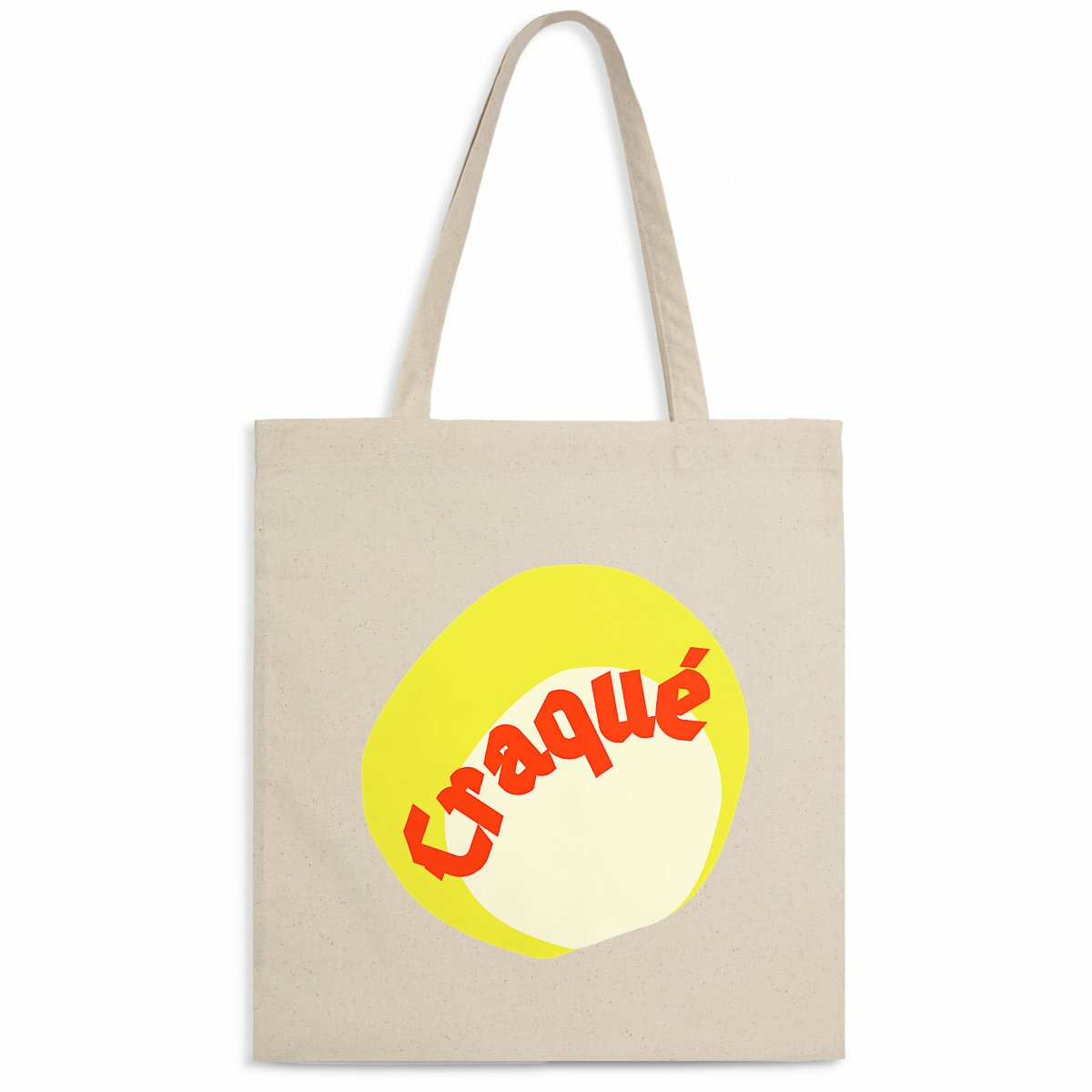 Craqué Tote bag écologique anses épaisses - tampon rouge blanc jaune