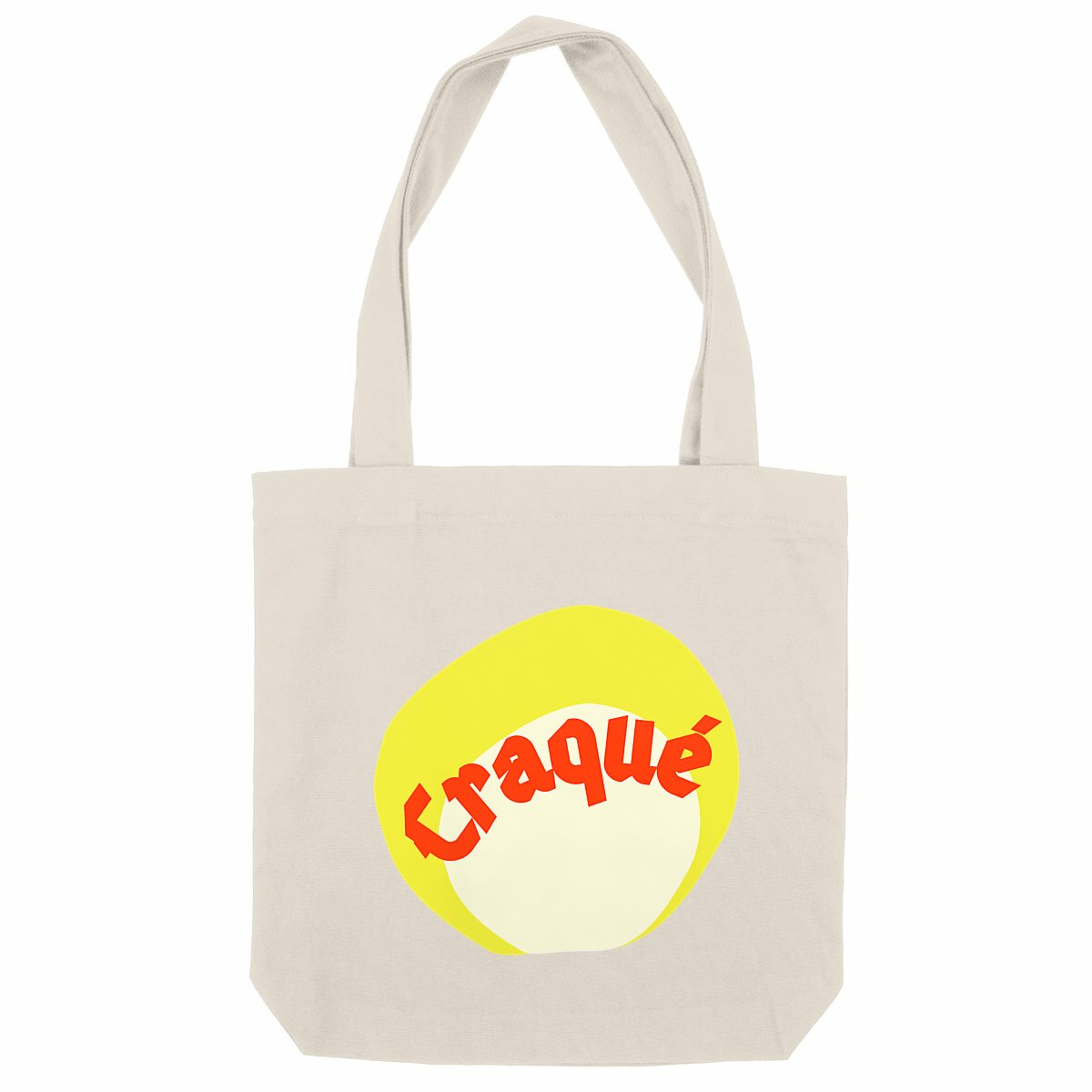 Craqué Tote bag écologique noir - tampon rouge blanc jaune