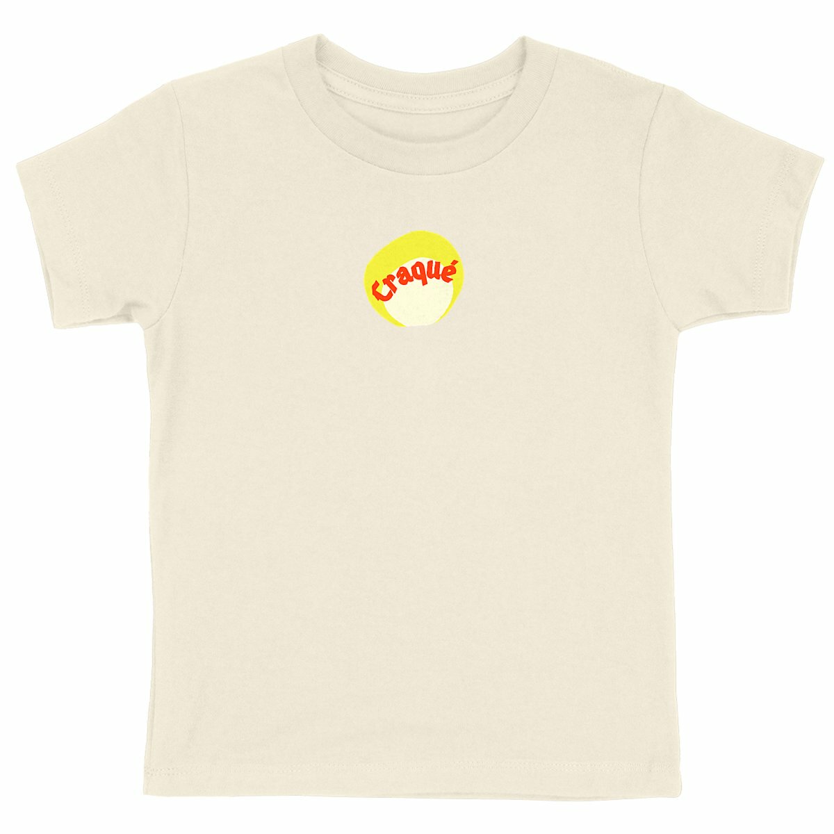 Craqué logo au centre T-shirt enfant écologique 5 coloris - tampon rouge blanc jaune