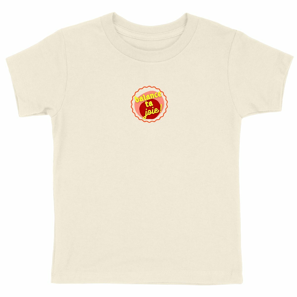 Balance ta joie ! T-shirt enfant écologique 5 coloris - capsule bordeaux rose & écriture jaune 