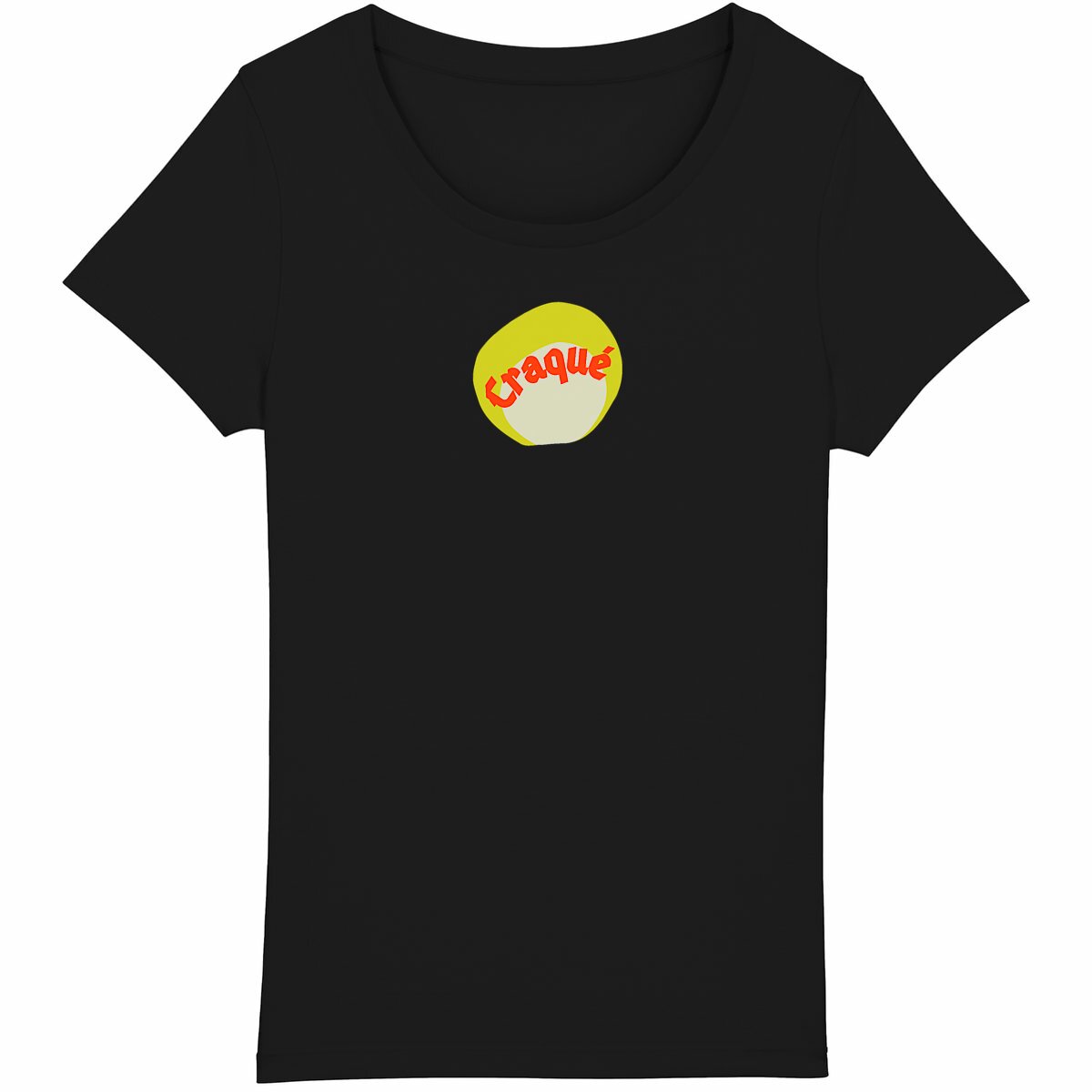 Craqué logo au centre T-shirt écologique 3 coloris - tampon rouge blanc jaune