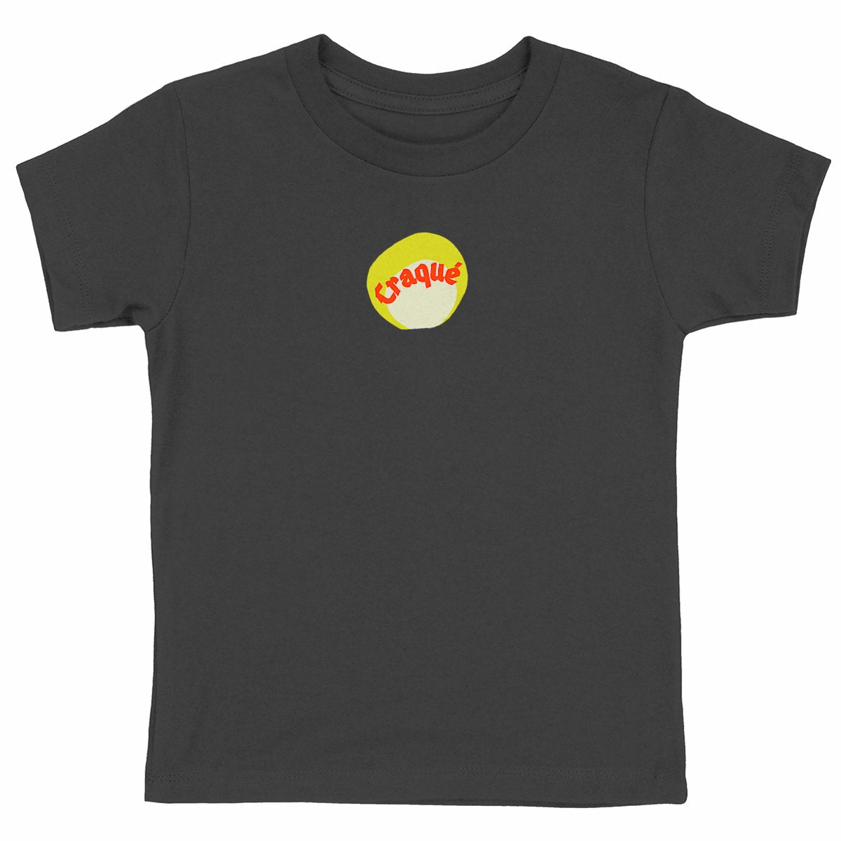 Craqué logo au centre T-shirt enfant écologique 5 coloris - tampon rouge blanc jaune