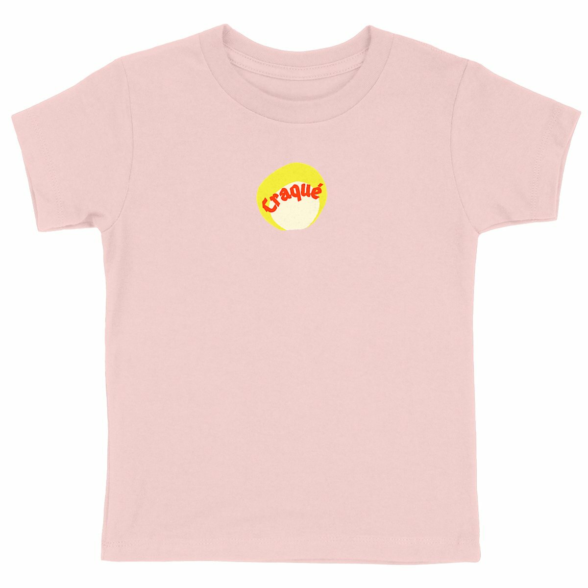 Craqué logo au centre T-shirt enfant écologique 5 coloris - tampon rouge blanc jaune