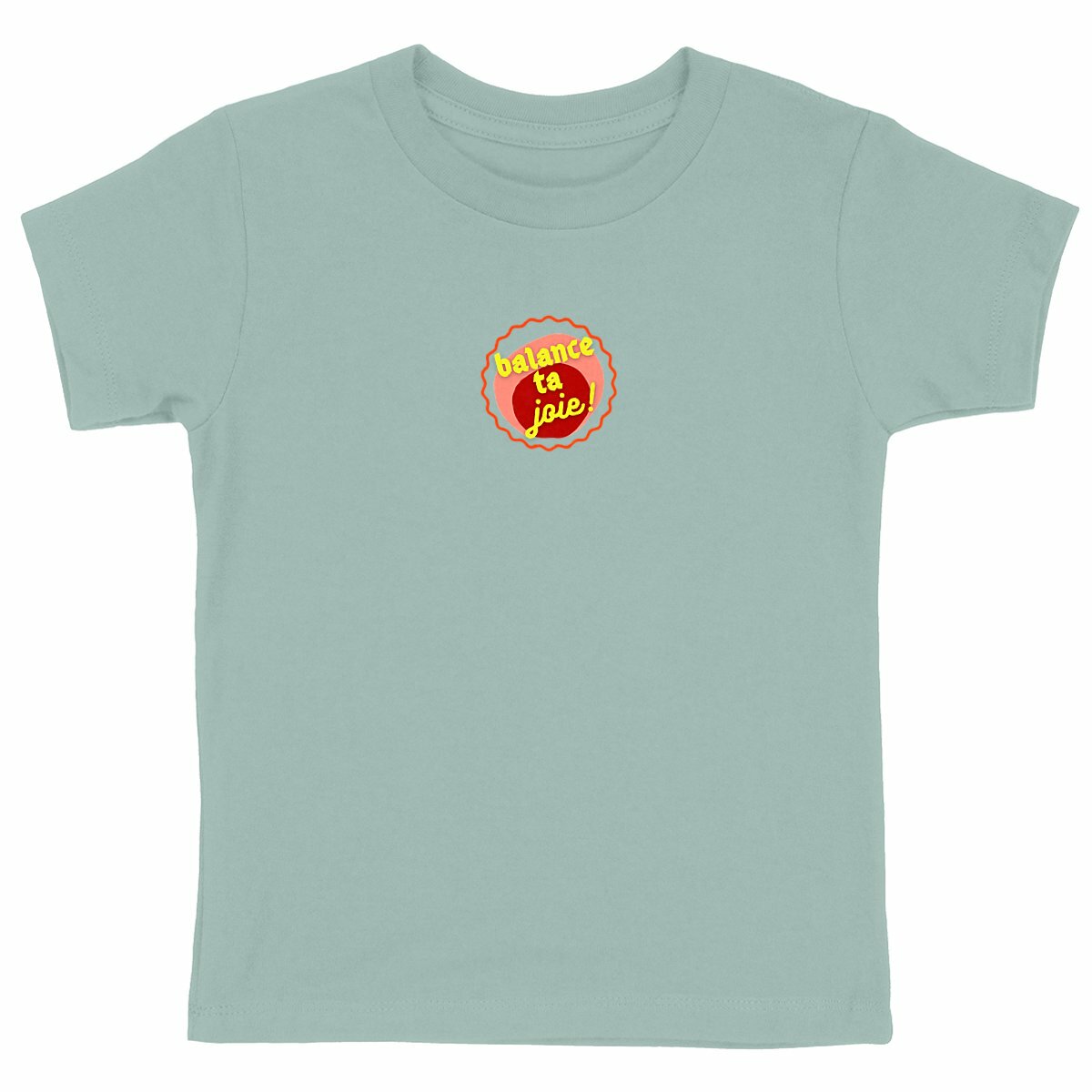 Balance ta joie ! T-shirt enfant écologique 5 coloris - capsule bordeaux rose & écriture jaune 