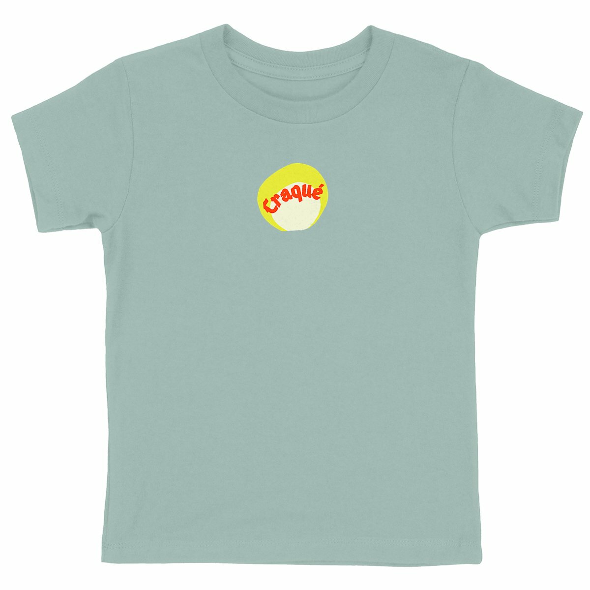 Craqué logo au centre T-shirt enfant écologique 5 coloris - tampon rouge blanc jaune