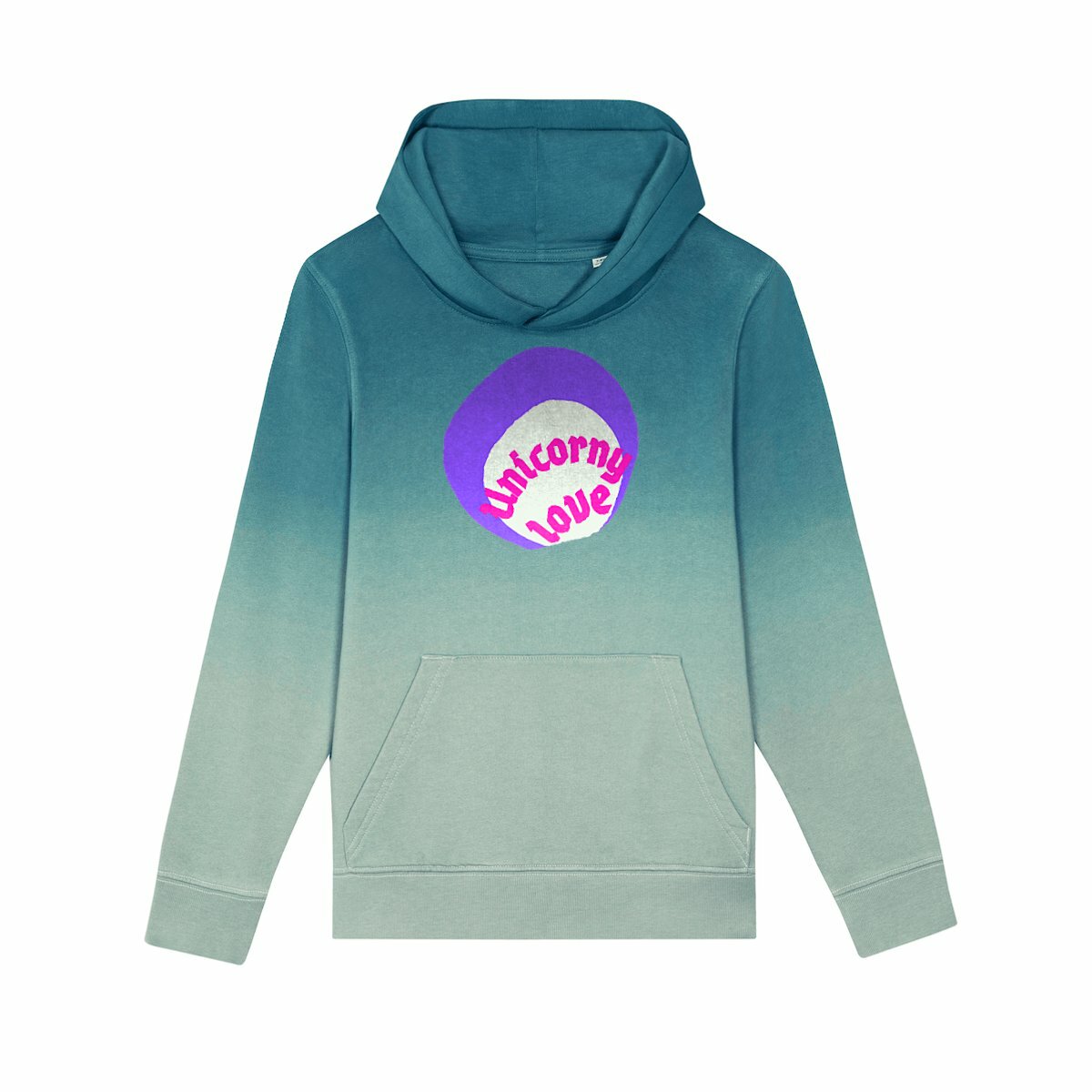 ? UNICORNY LOVE ? ? Sweat à capuche Enfant.Ado Dip dye 100% coton biologique