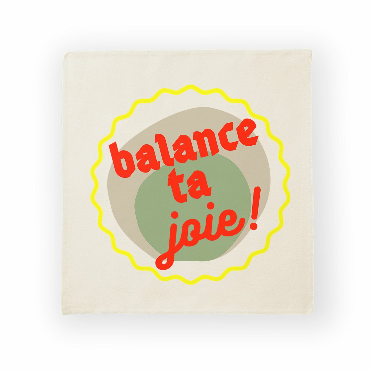 Balance ta joie ! Housse de coussin seule - capsule vert gris jaune rouge